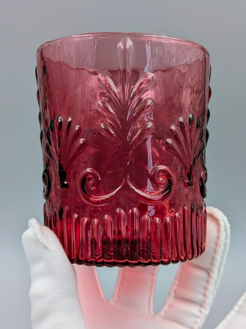 Vintage Pilgrim Glass Co. "Adams" Cranberry Tumbler – 14 oz